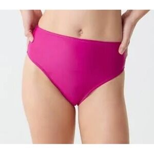 J.Crew High-Waisted Bikini Bottom Swimsuit Hot Pink Full Coverage Size M‎